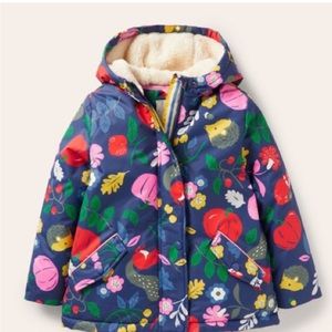 NWT Mini Boden Forest Friends Sherpa Lined Anorak Coat Jacket